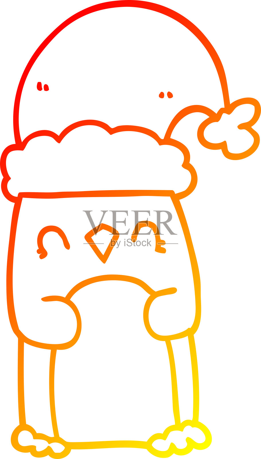 温暖的梯度线绘制的卡通企鹅设计元素图片