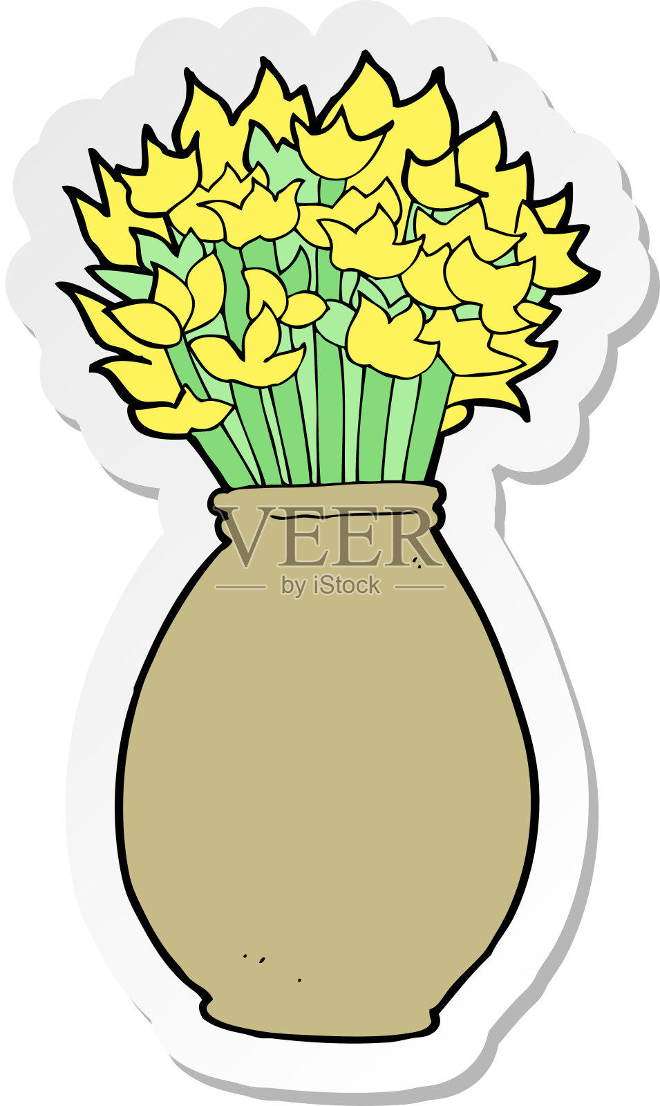 一个卡通花瓶的贴纸插画图片素材