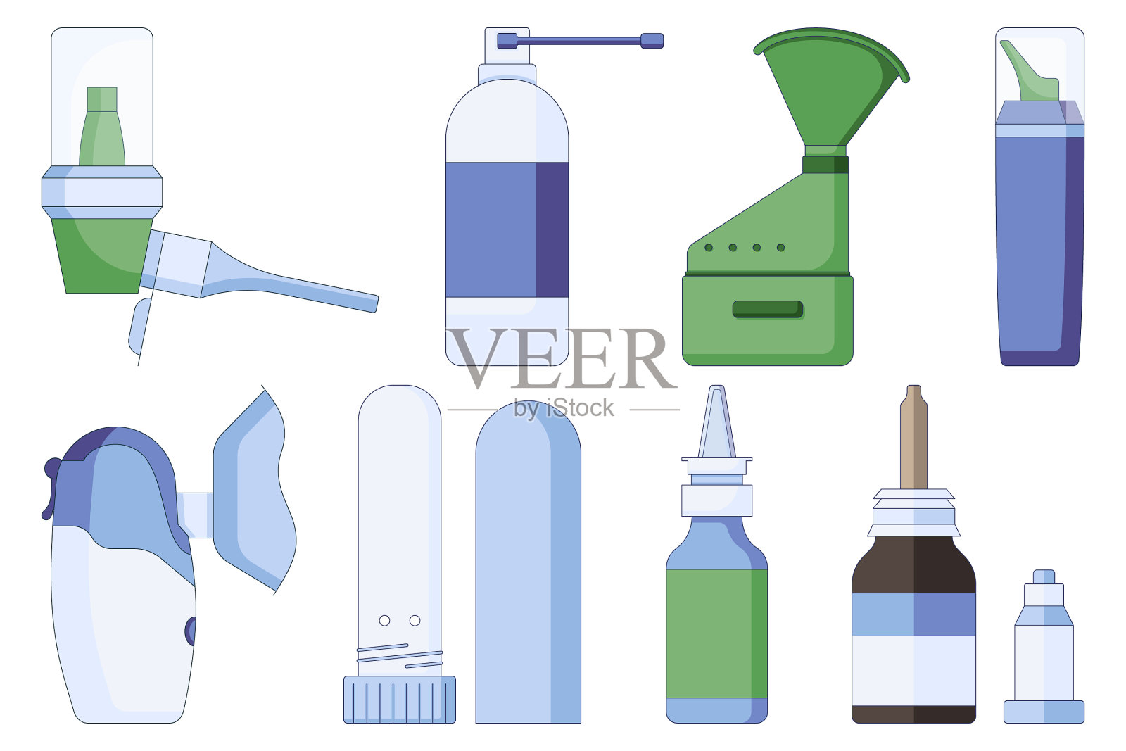 图标组鼻滴剂和喷雾感冒图标素材