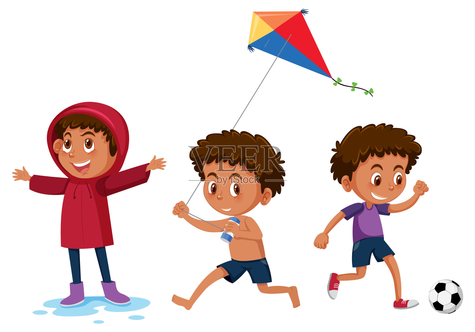 一套男孩卡通人物做不同的活动设计元素图片