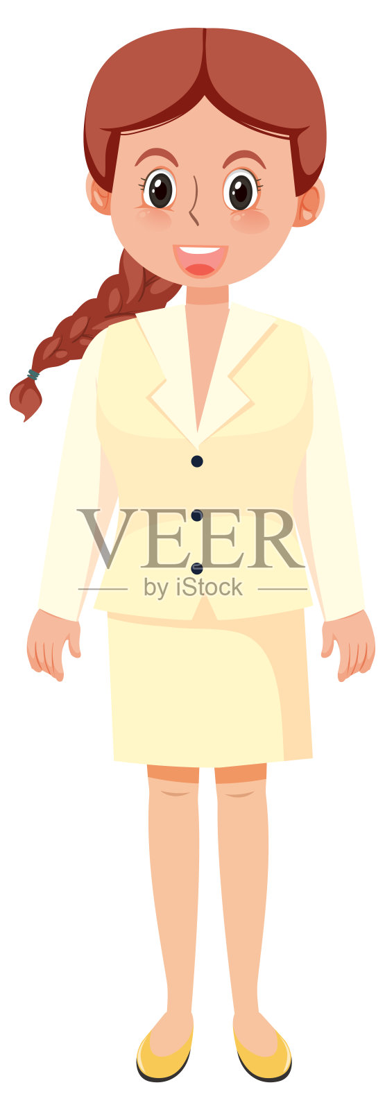 白色背景的秘书卡通人物设计元素图片