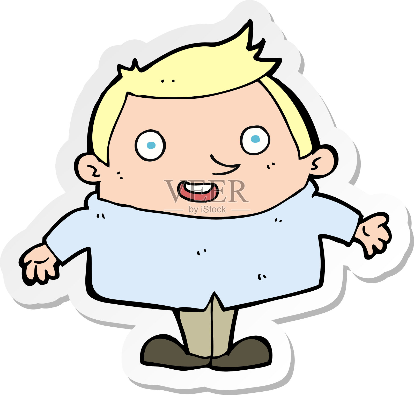 一个卡通快乐人的贴纸插画图片素材