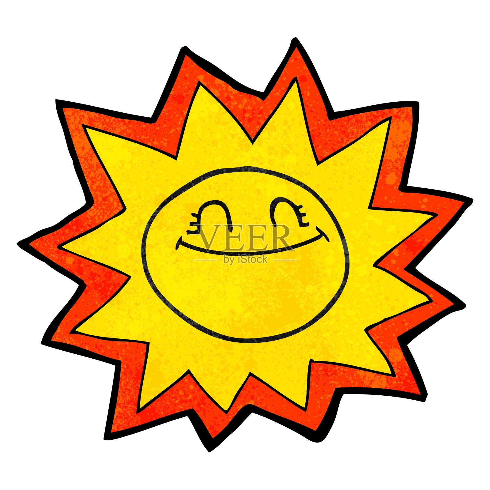 手绘出快乐的质感卡通太阳插画图片素材