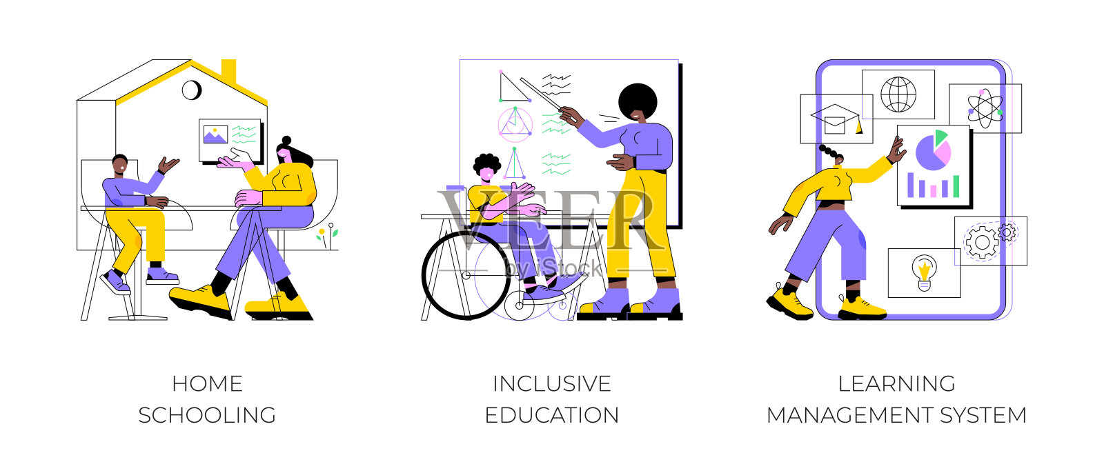 私立学校课程抽象概念矢量插图。插画图片素材