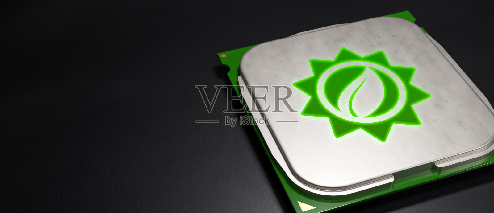 CPU上的太阳能替代能源图标3D渲染照片摄影图片