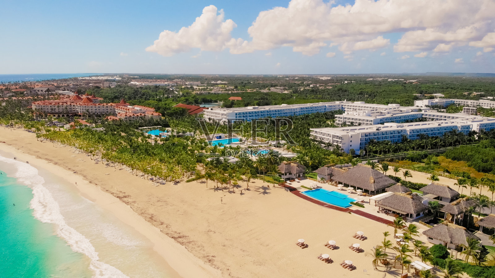 热带度假胜地蓬塔卡纳鸟瞰图照片摄影图片