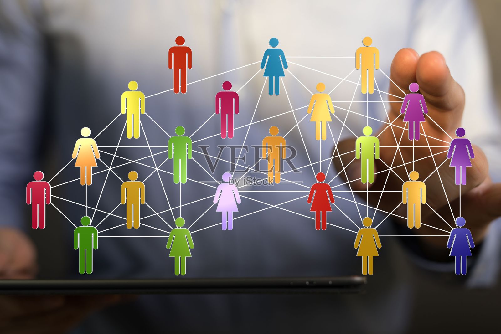 特写插图人物图标附近的一只手照片摄影图片