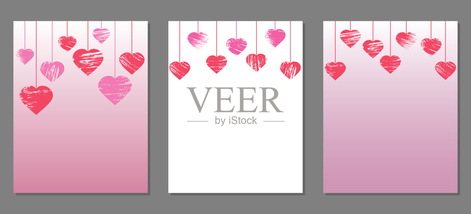 挂垃圾心,伟大的垂直横幅,卡片,壁纸为情人节,婚礼等。集。矢量图插画图片素材