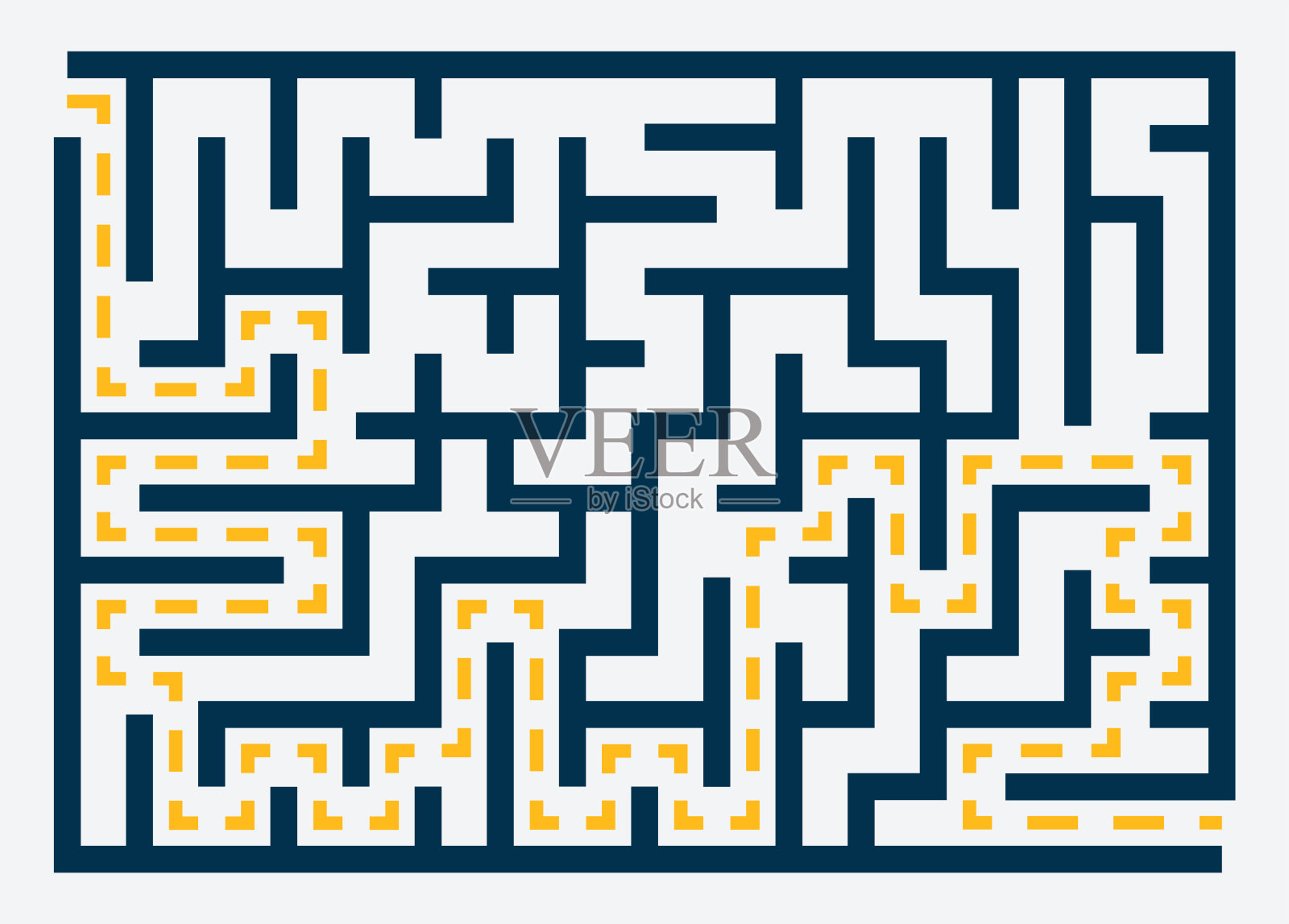 抽象的迷宫。找到正确的道路。孤立的简单方形迷宫黑线白底。矢量插图。插画图片素材