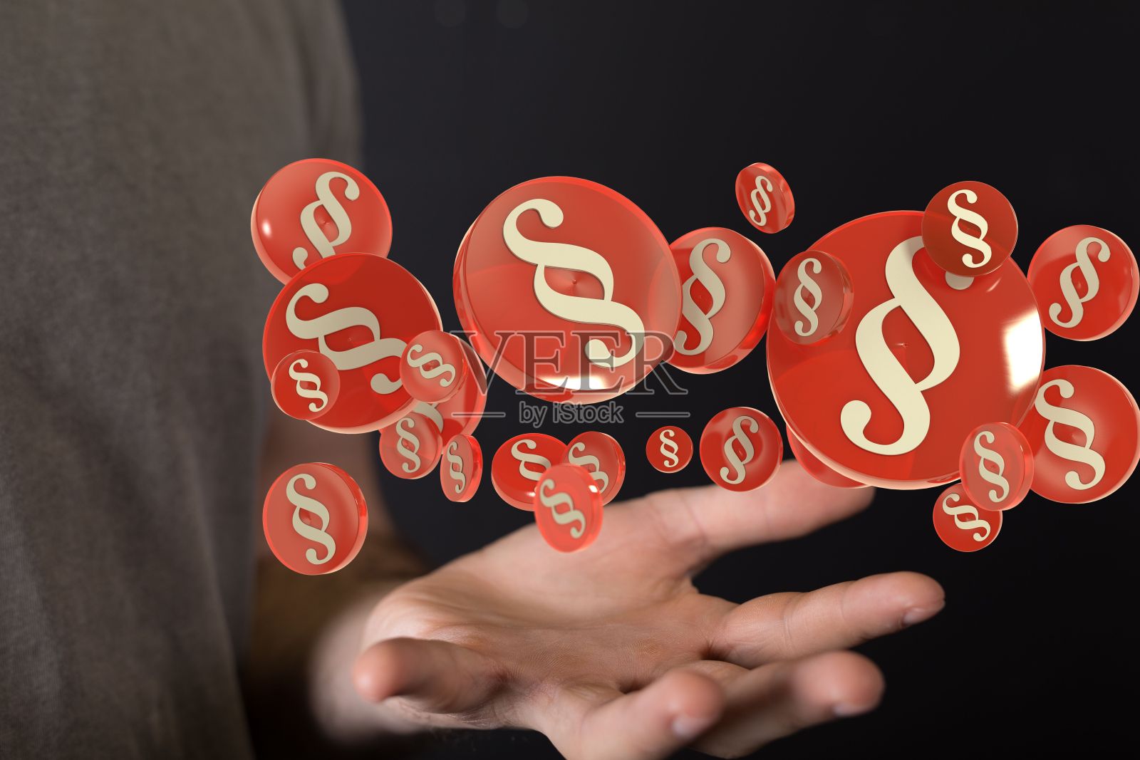 三维渲染的路段标志悬浮在人的手上照片摄影图片