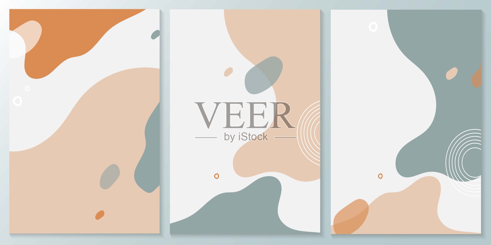 一套极简主义手绘流体形状背景。设计模板-布局横幅,传单,小册子,社交媒体插画图片素材