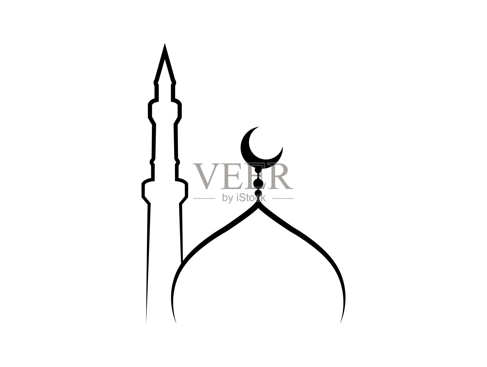 白色背景下的清真寺插画图片素材