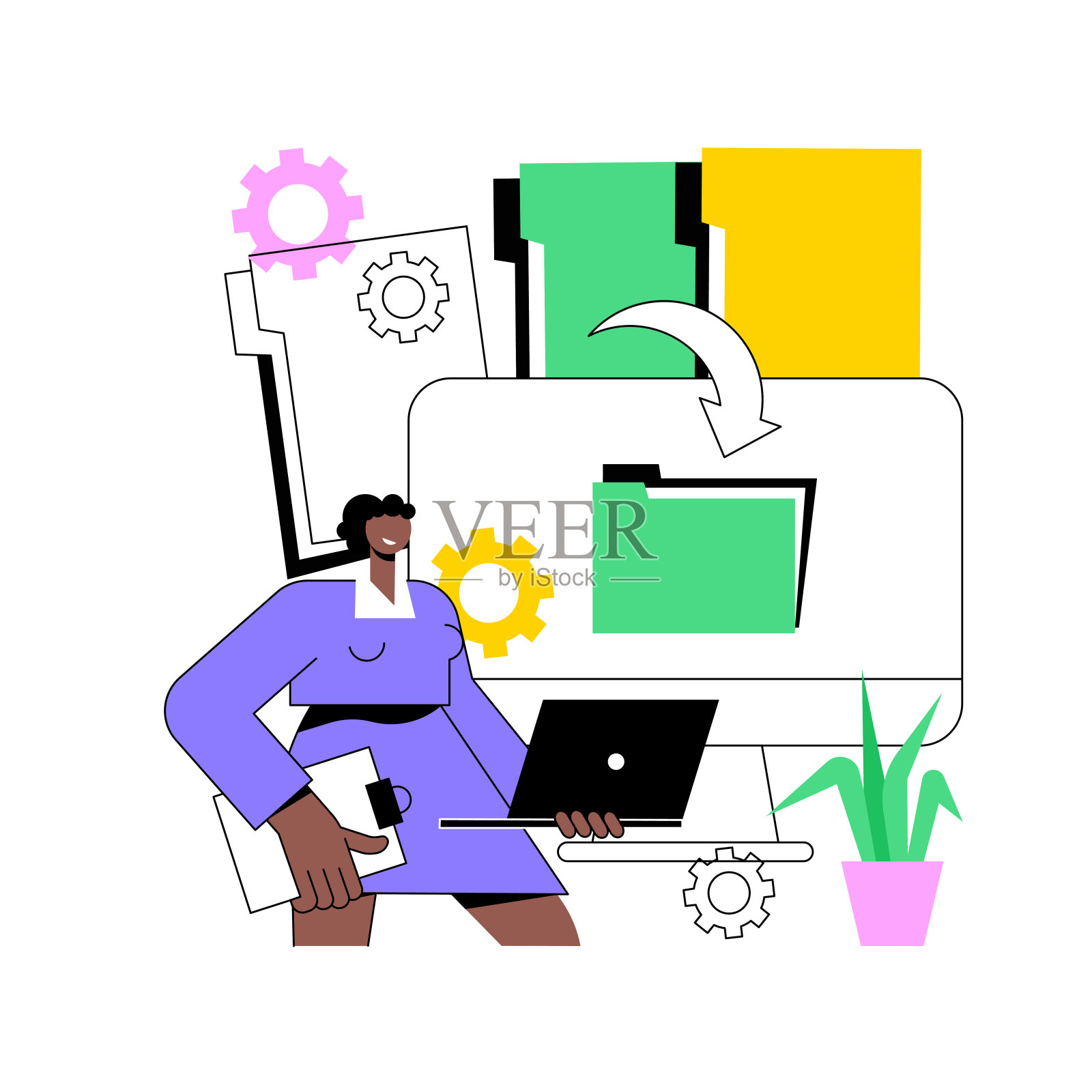 数字转换抽象概念矢量插图。插画图片素材