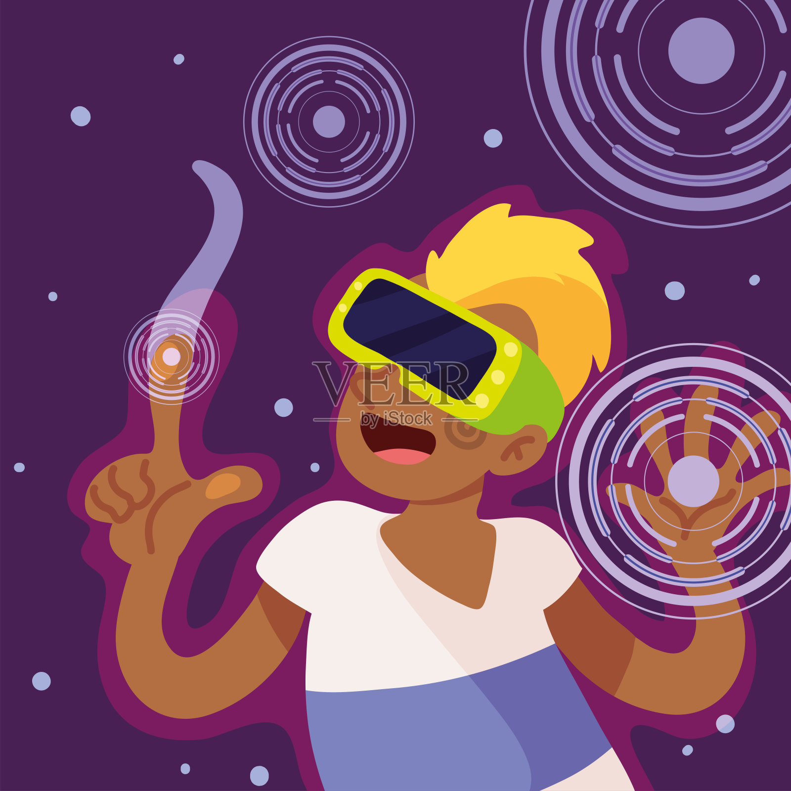 元宇宙数字虚拟现实技术插画图片素材