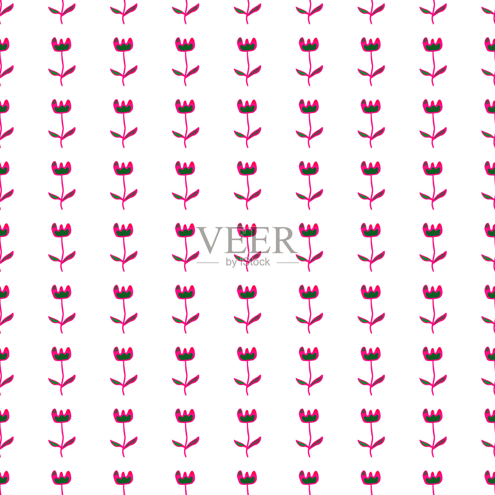 创意花朵无缝图案。不寻常的花卉壁纸。野外植物的植物学素描插画图片素材