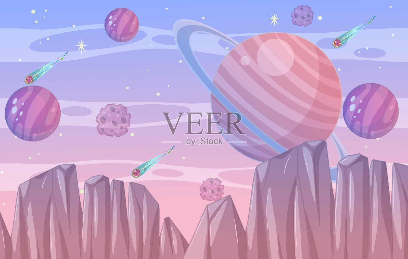 奇幻银河空间背景插画图片素材