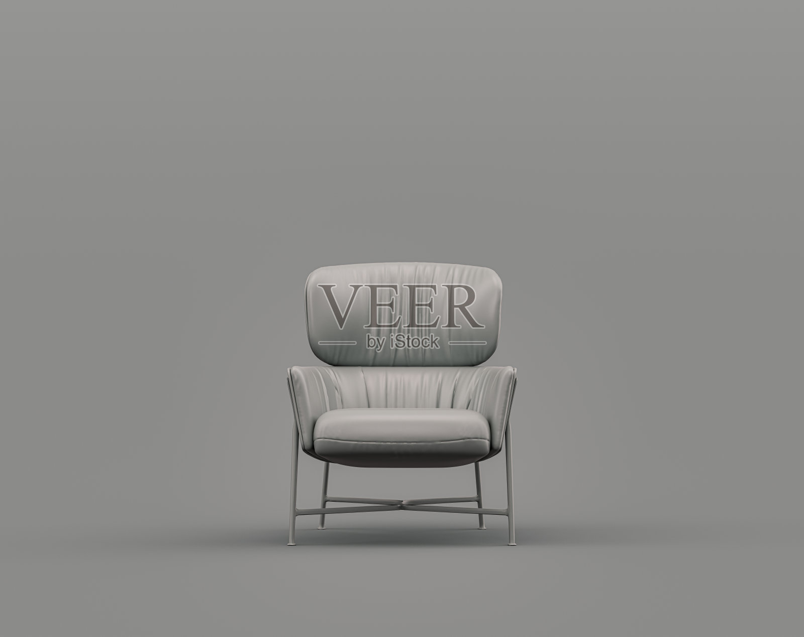 单色灰色室内单人扶手椅和空墙灰色3d渲染照片摄影图片