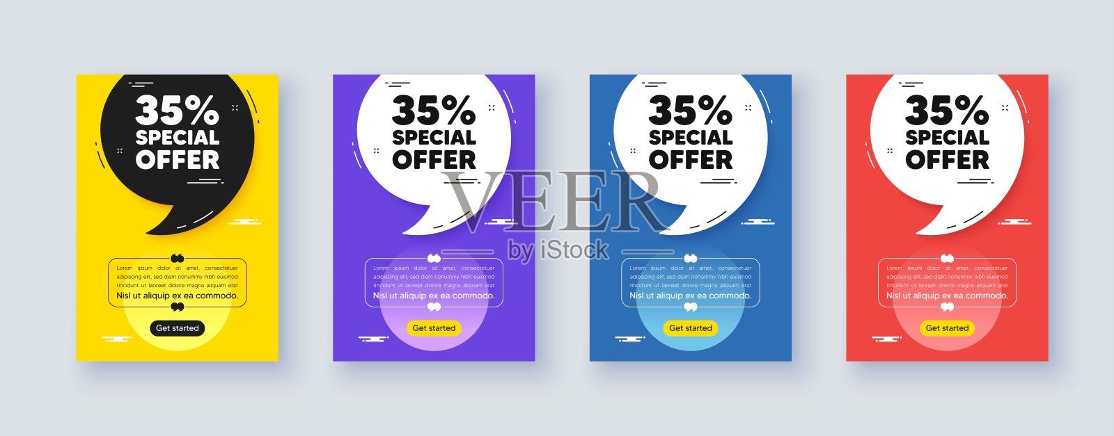 35%的折扣。销售价格优惠标志。海报框架与报价。向量插画图片素材