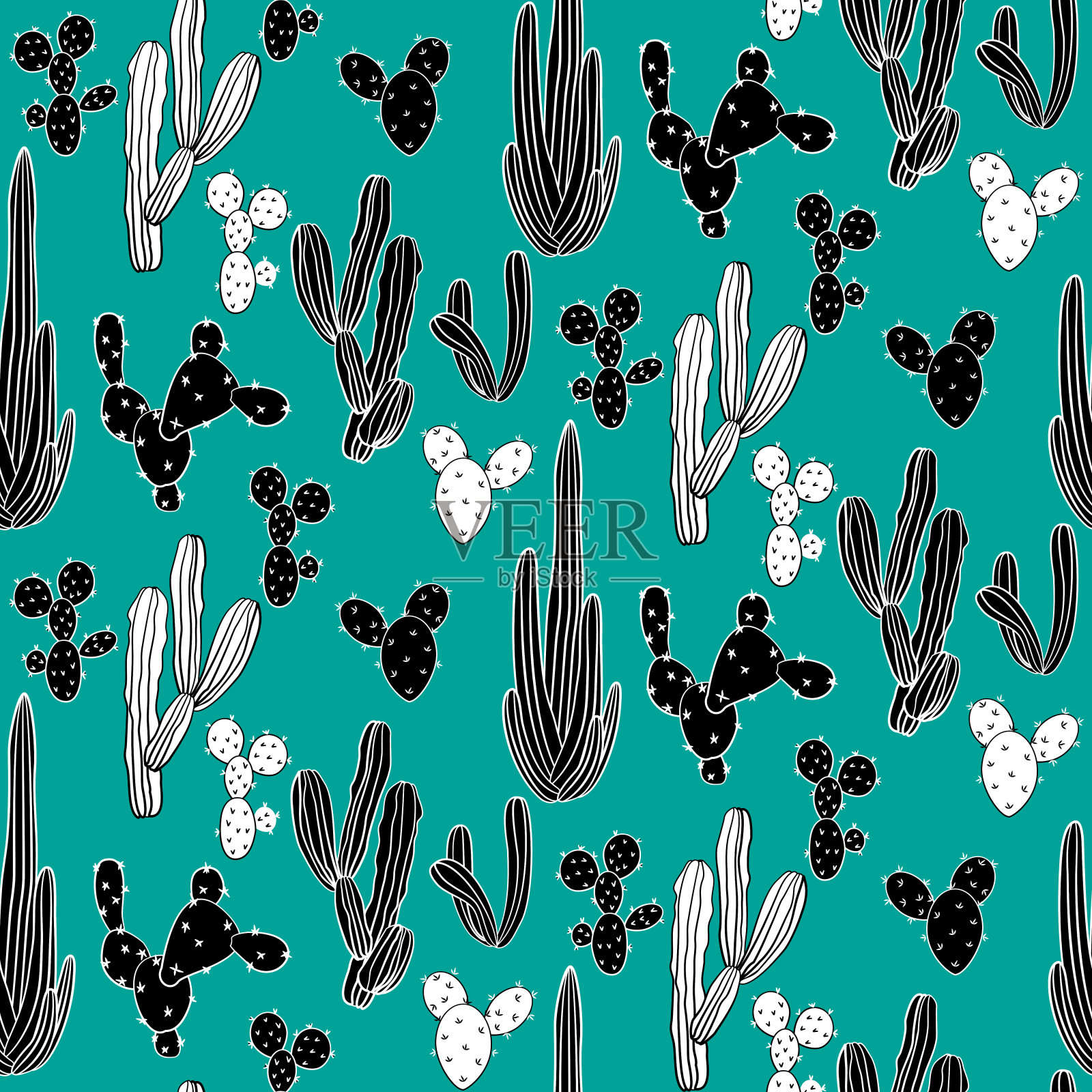 仙人掌无缝模式插画图片素材