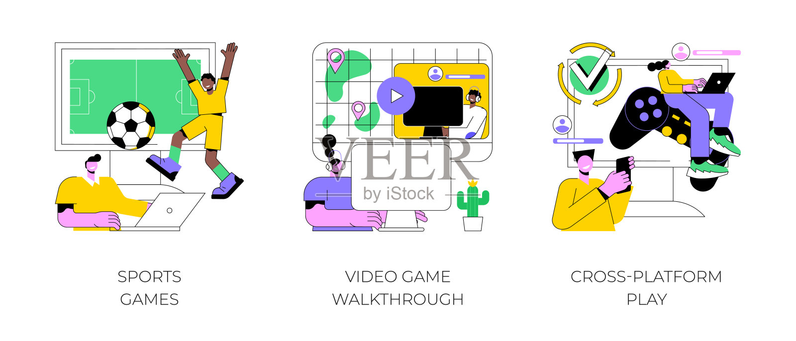 数字游戏抽象概念矢量插图。插画图片素材