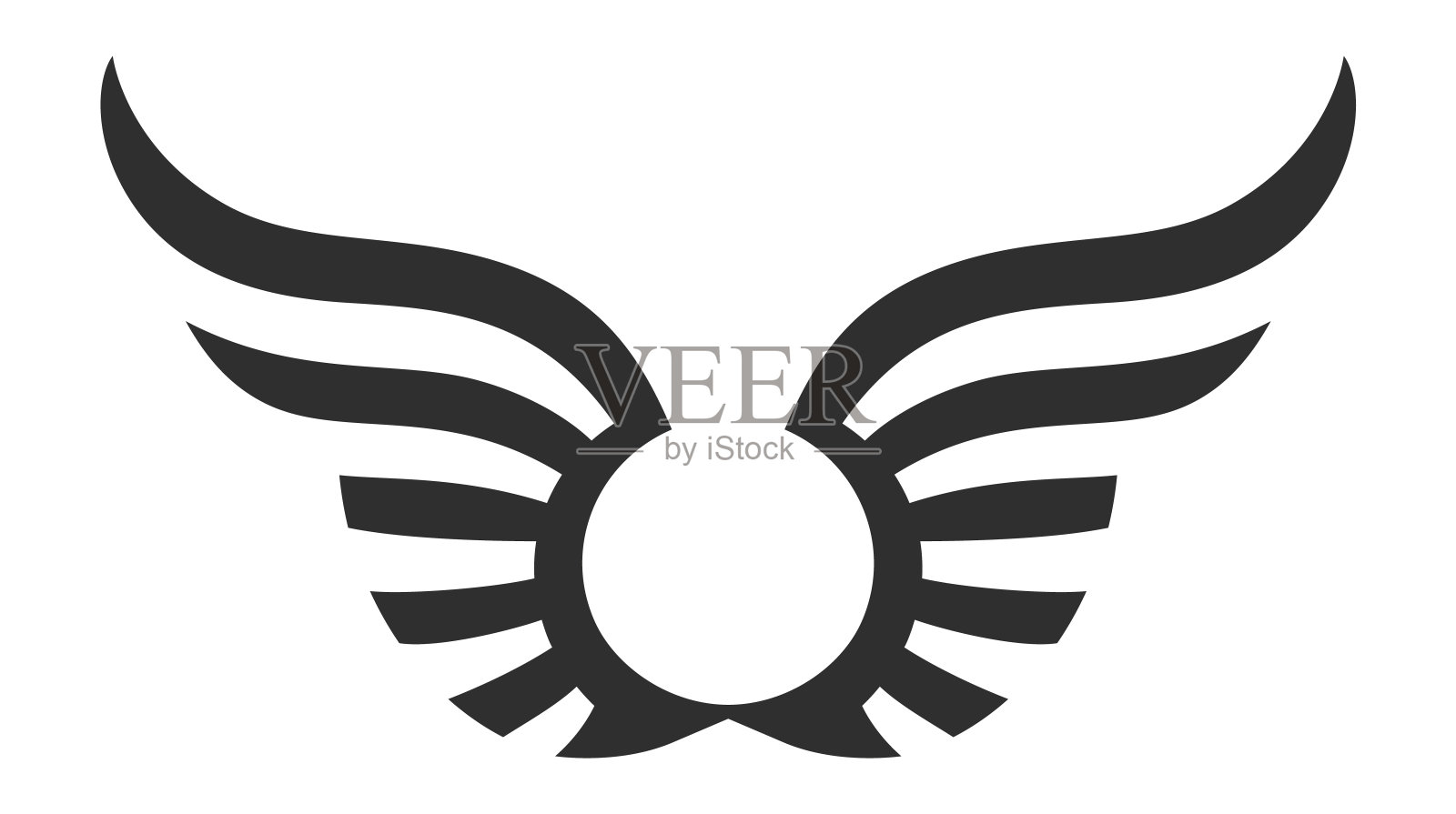 有翼的徽章。飞行中的翅膀有飘扬的条纹插画图片素材