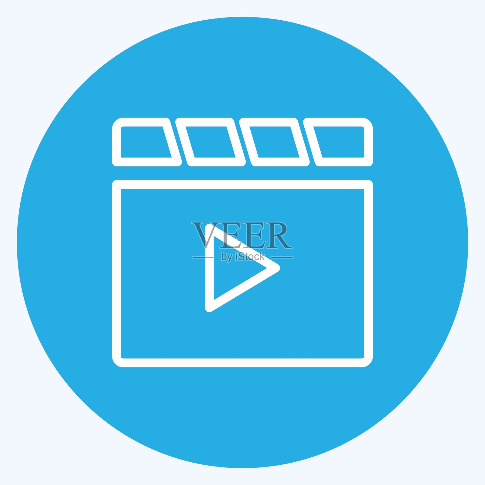 图标的视频。适合移动应用程序的符号。蓝眼睛的风格。简单的设计可编辑。设计模板向量。简单的符号说明插画图片素材