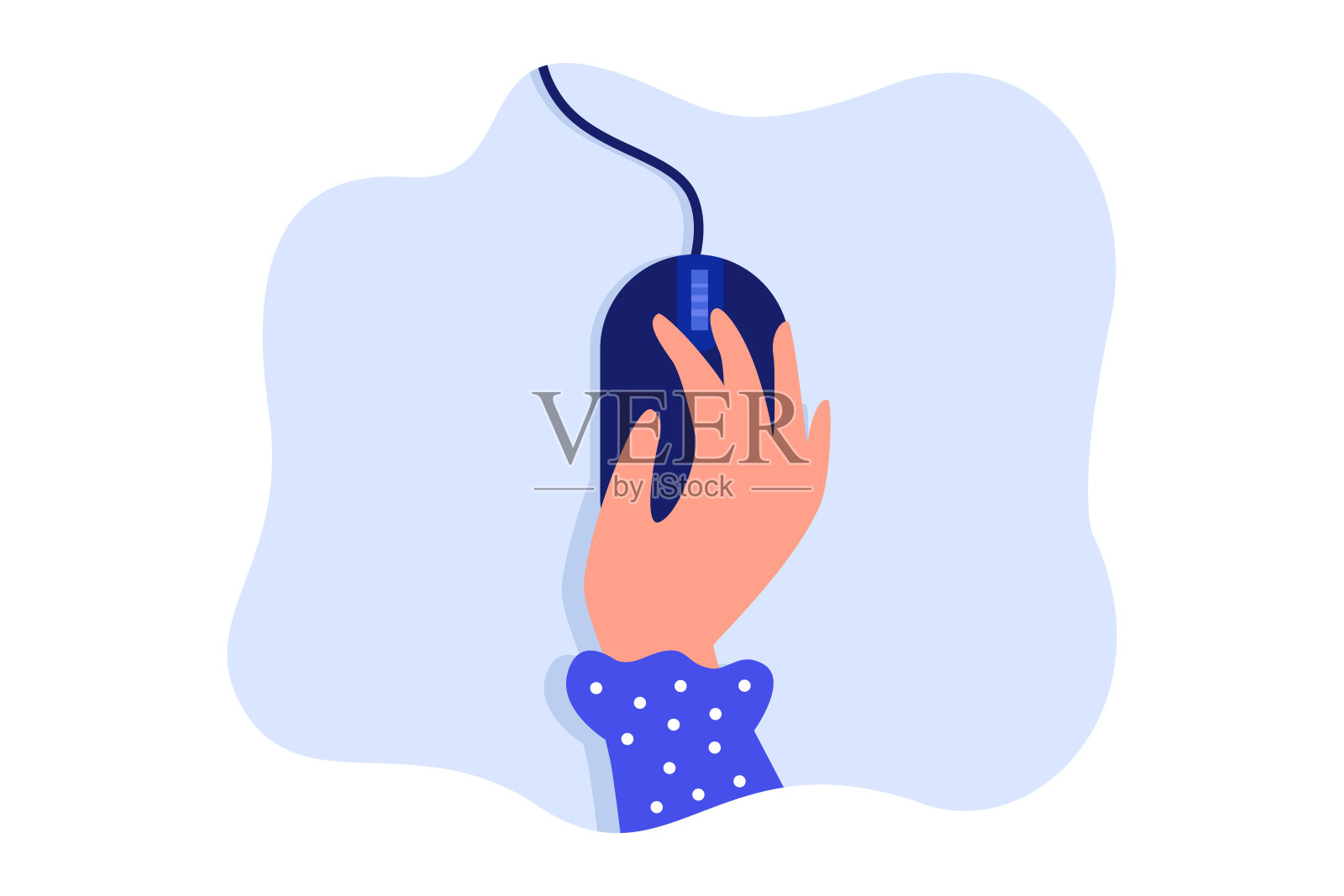 手握电脑鼠标的女人插画图片素材