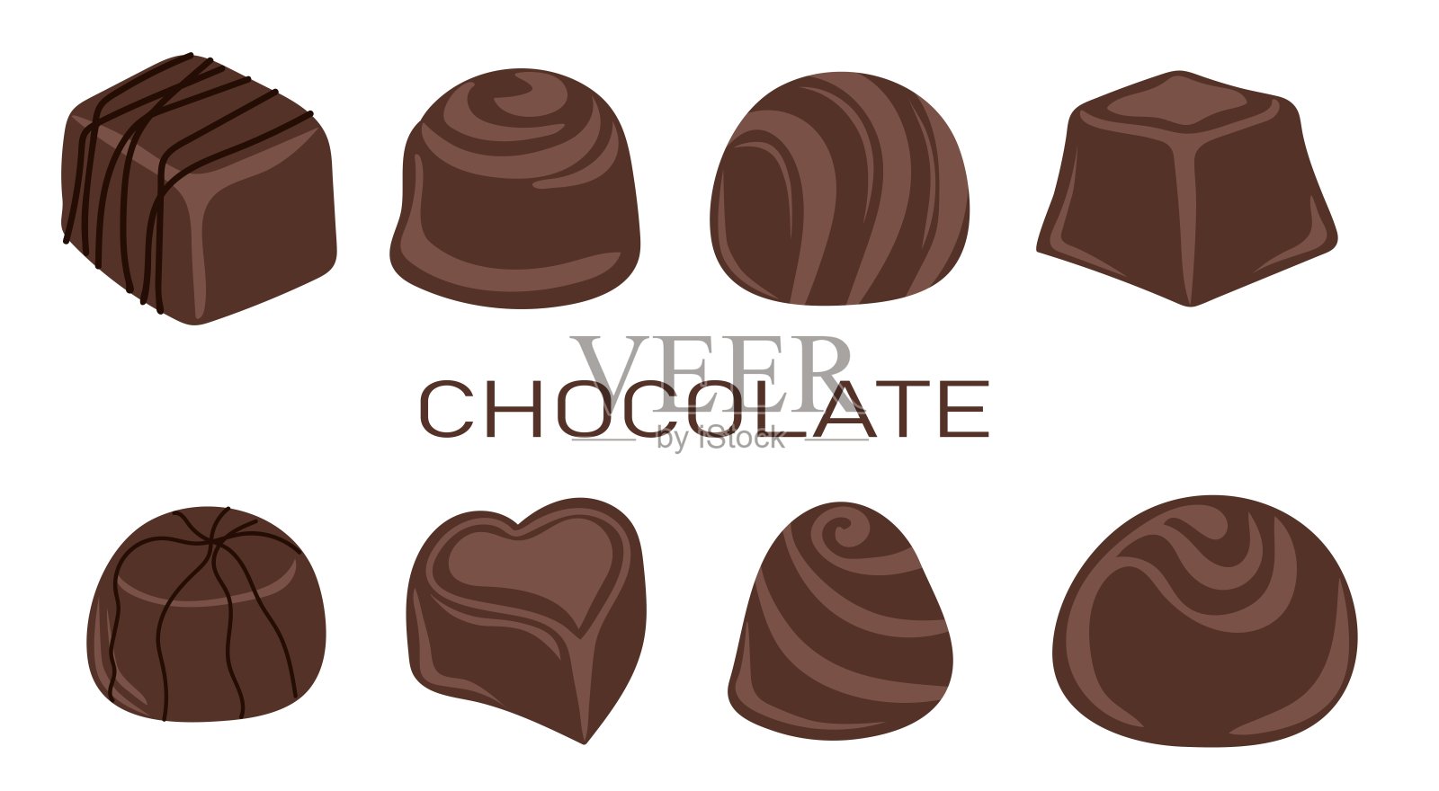 白色背景的巧克力糖果插画图片素材