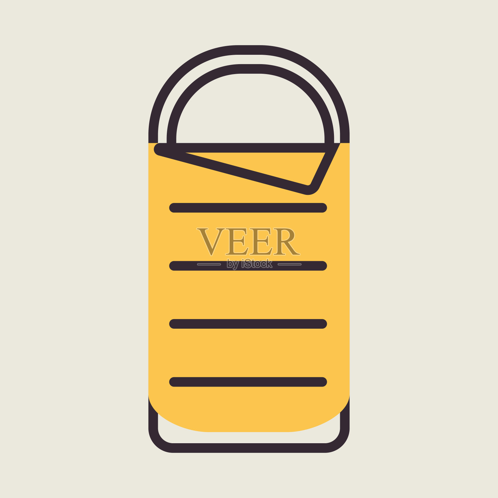 露营睡袋矢量图标。野营的迹象插画图片素材