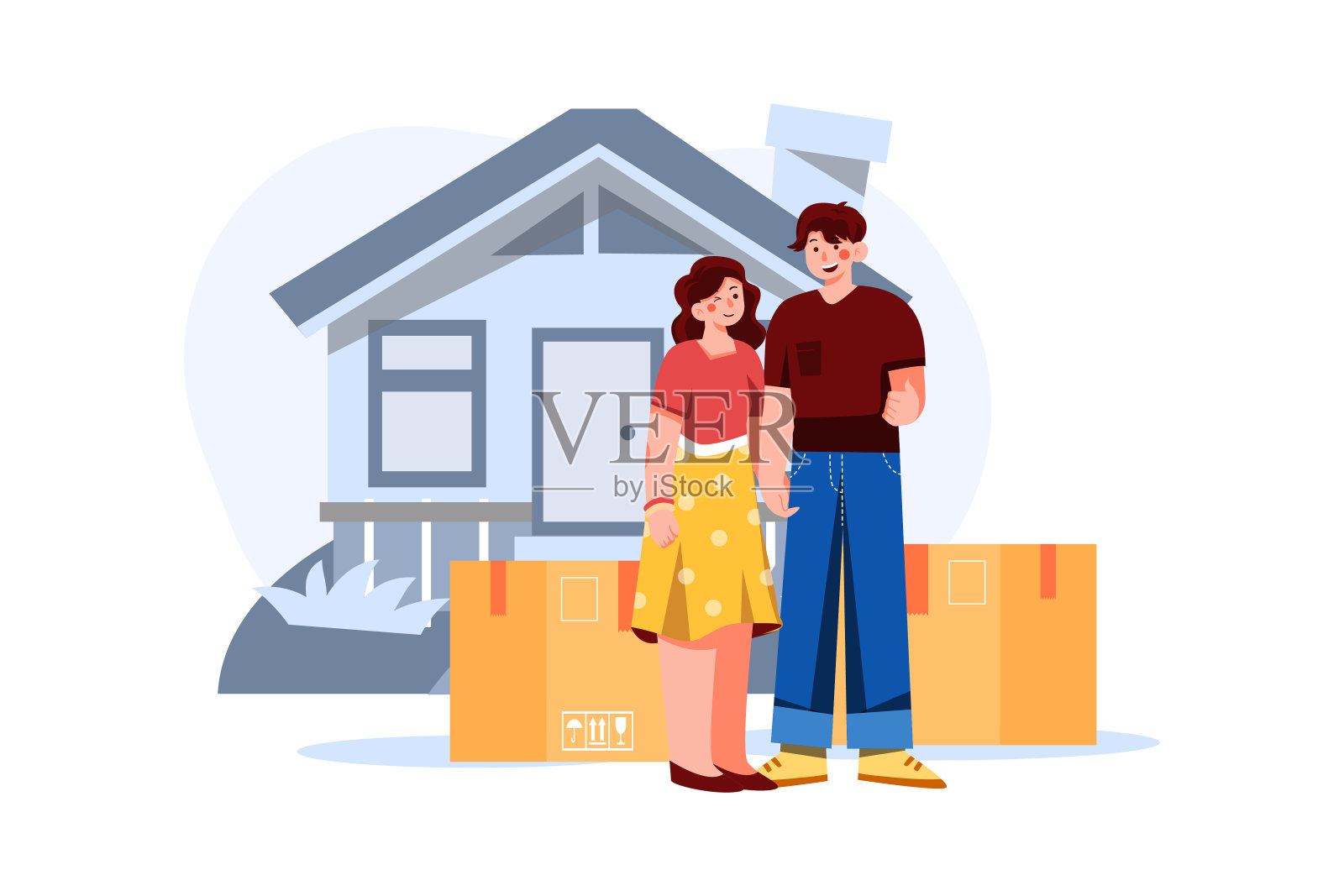 我们搬到新房子插画图片素材