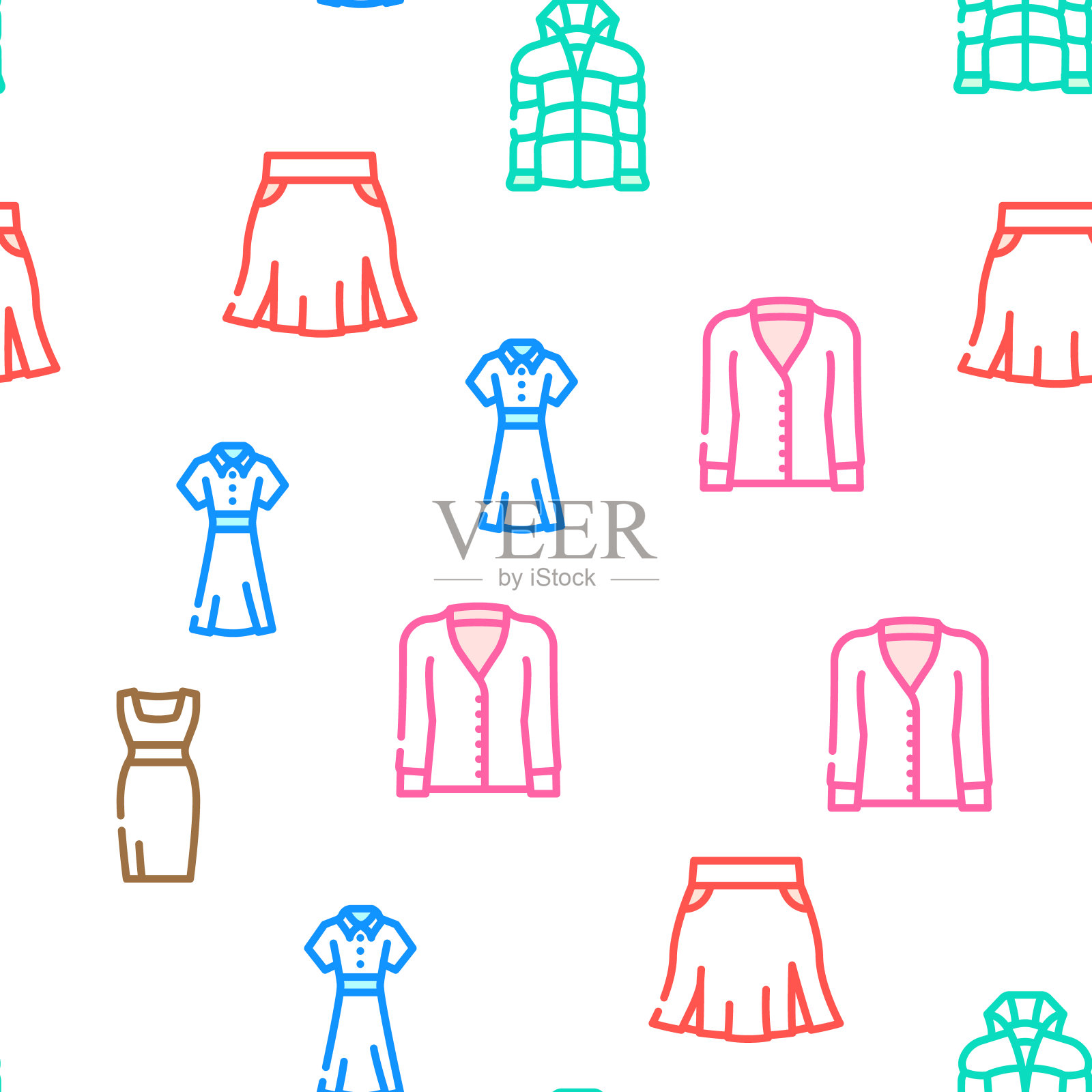 时尚商店服装和鞋子图标设置向量插画图片素材