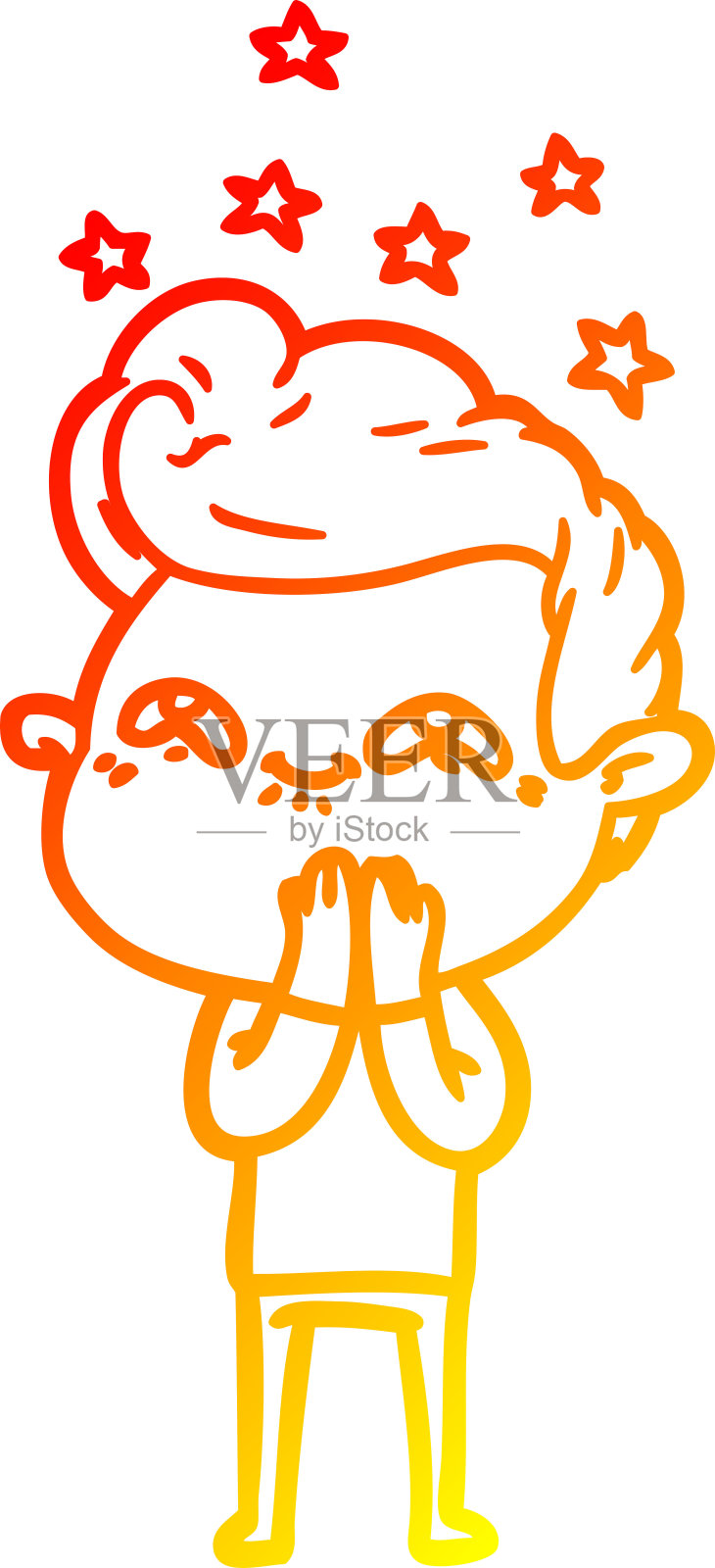 温暖的梯度线画一个卡通兴奋的人插画图片素材