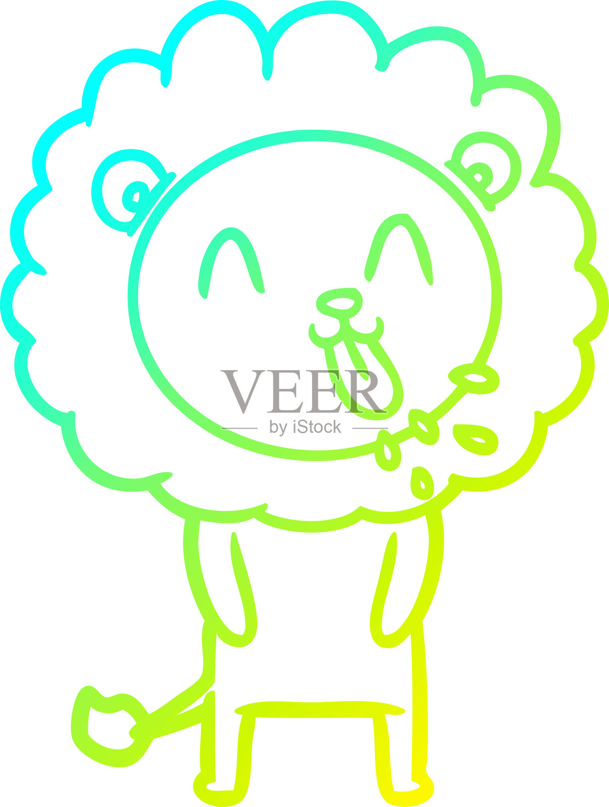 冷梯度线绘制一个快乐的卡通狮子插画图片素材