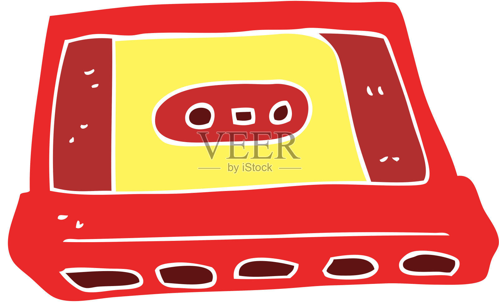 卡式磁带的平面彩色插图插画图片素材