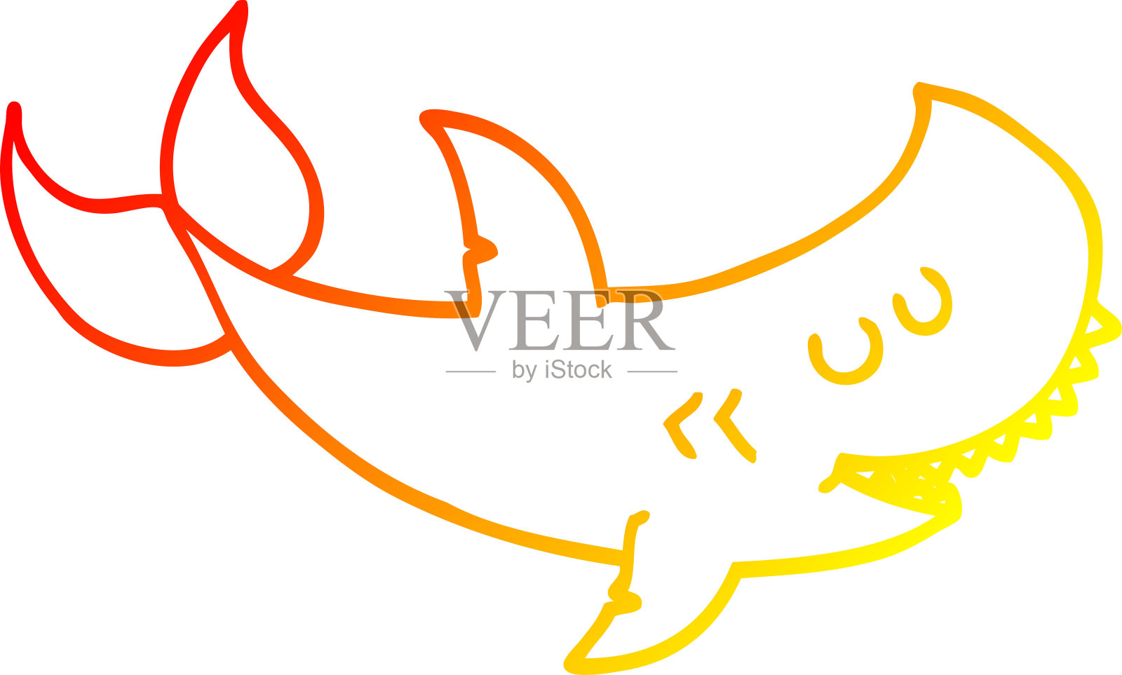 温暖的梯度线绘制的卡通鲨鱼插画图片素材