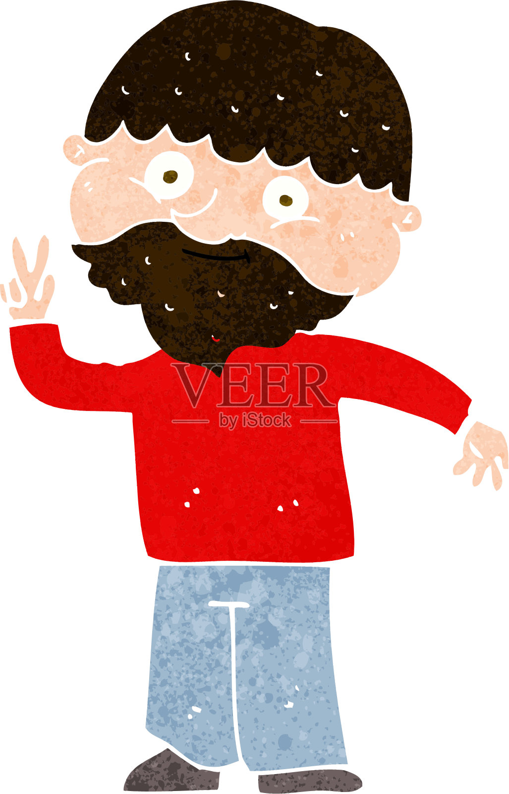 卡通人物在做和平手势插画图片素材