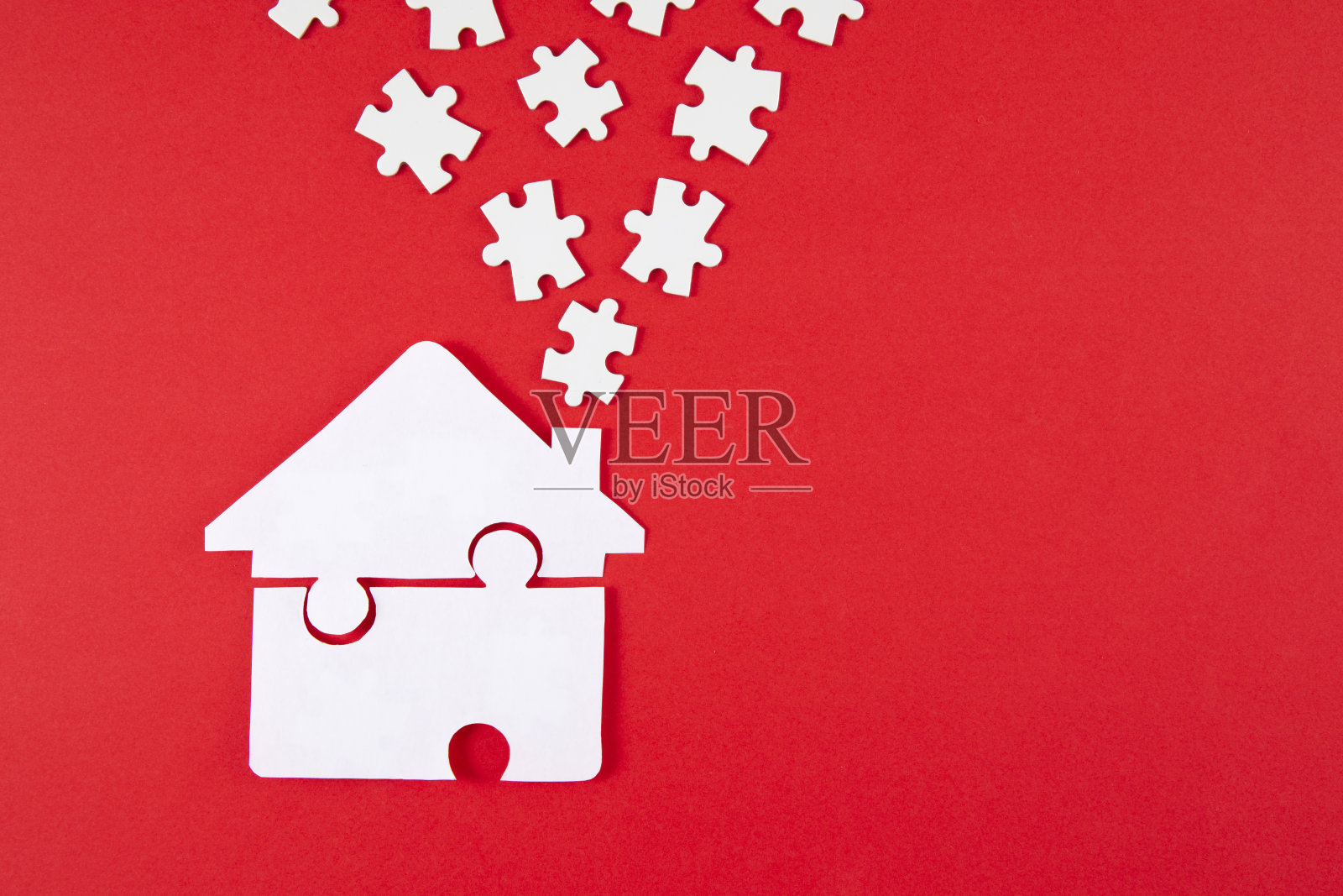 房屋拼图照片摄影图片