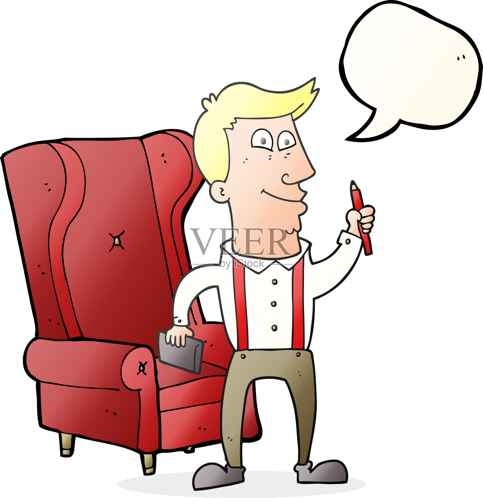 用笔记本和笔徒手画出演讲泡泡卡通人物插画图片素材