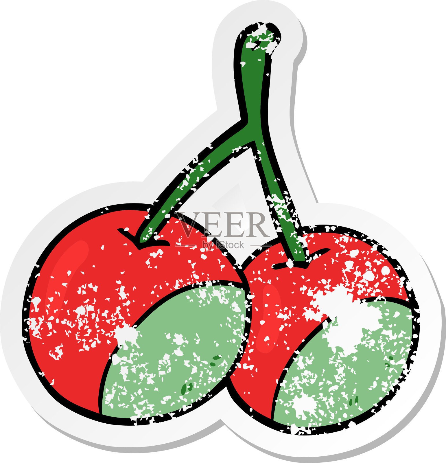 心疼的贴纸卡通樱桃插画图片素材