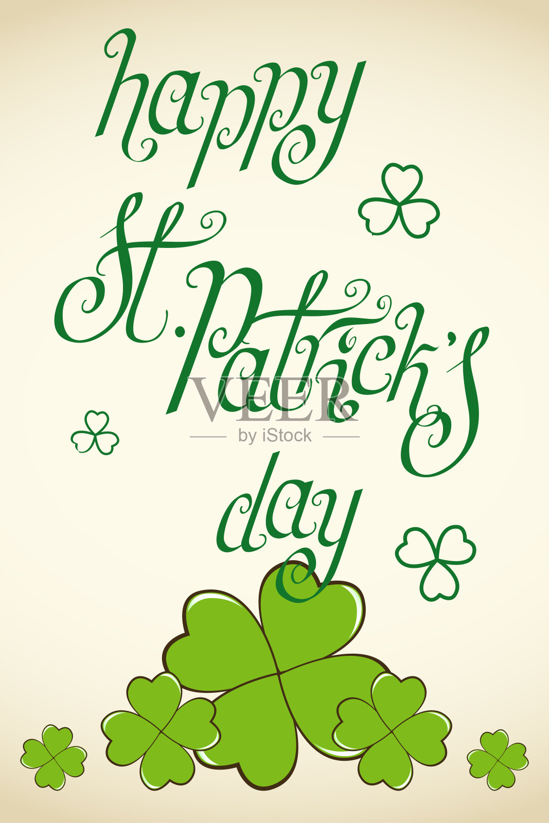 手写的圣帕特里克节问候插画图片素材