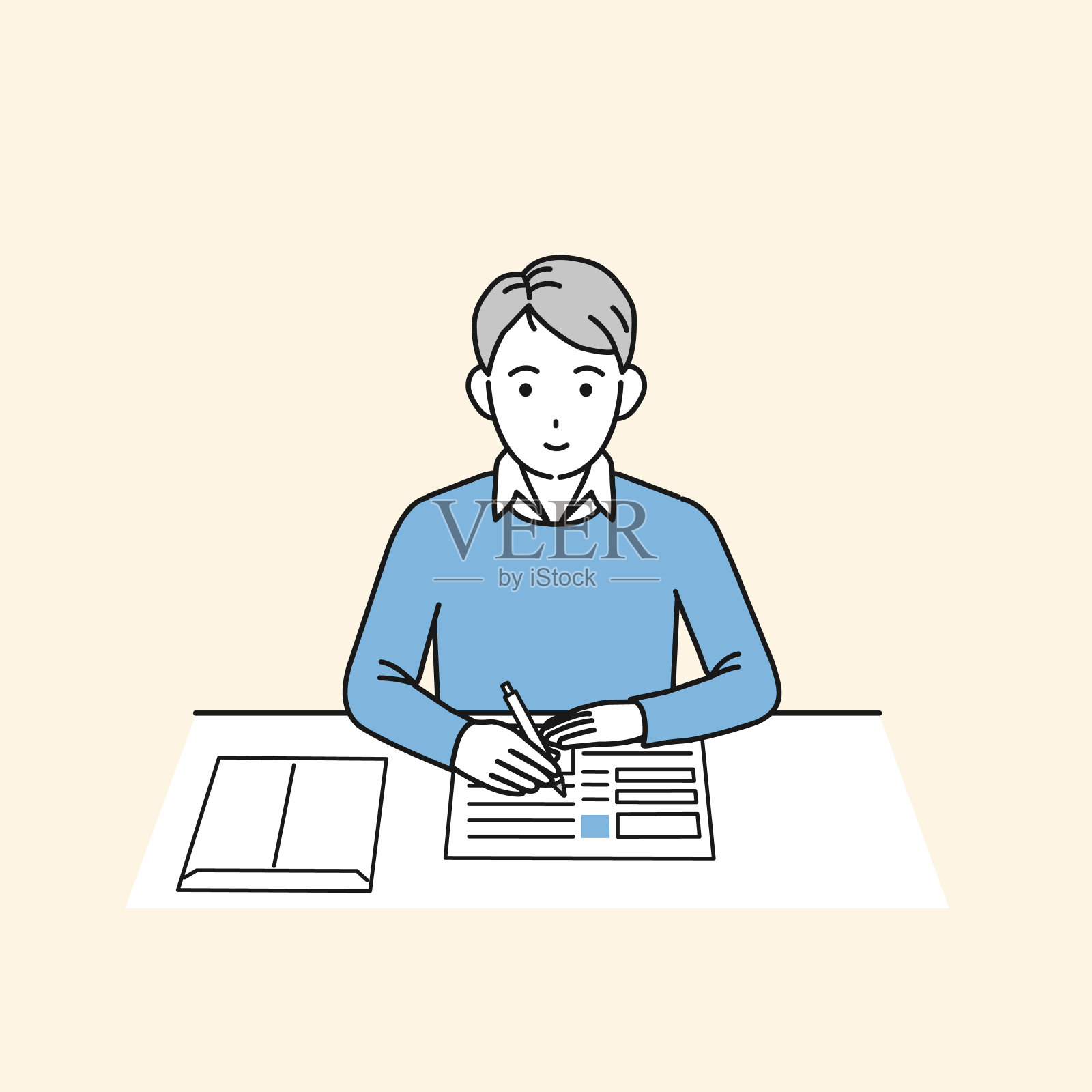 年轻人在写简历插画图片素材