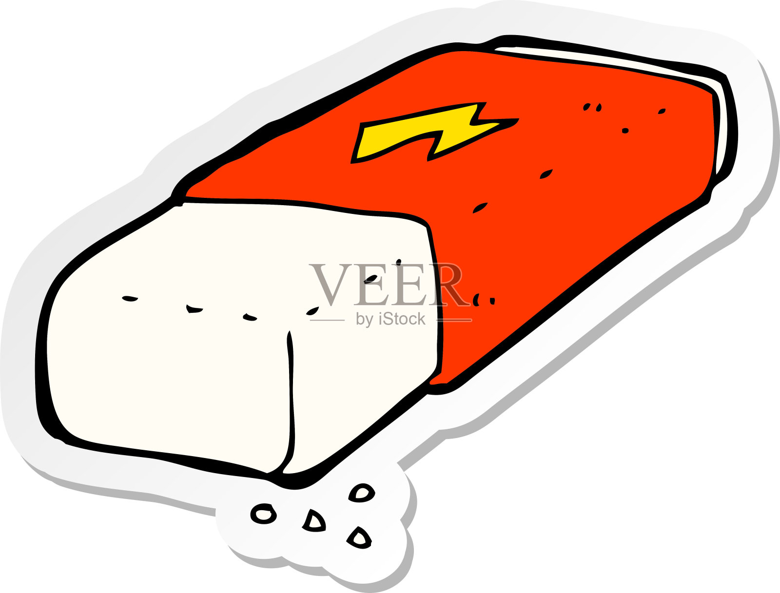 卡通铅笔橡皮的贴纸插画图片素材