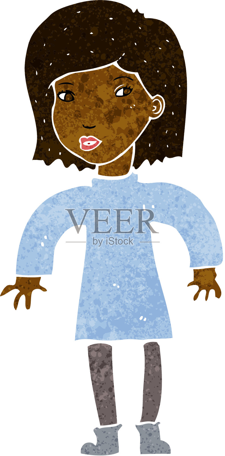 卡通谨慎的女人插画图片素材