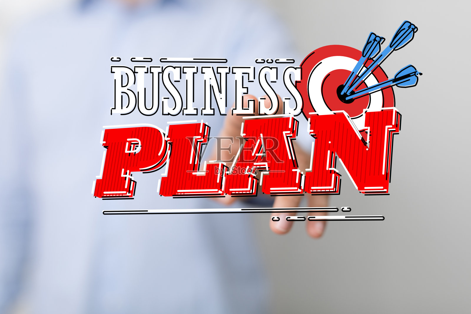 展示商业计划虚拟投影的人照片摄影图片