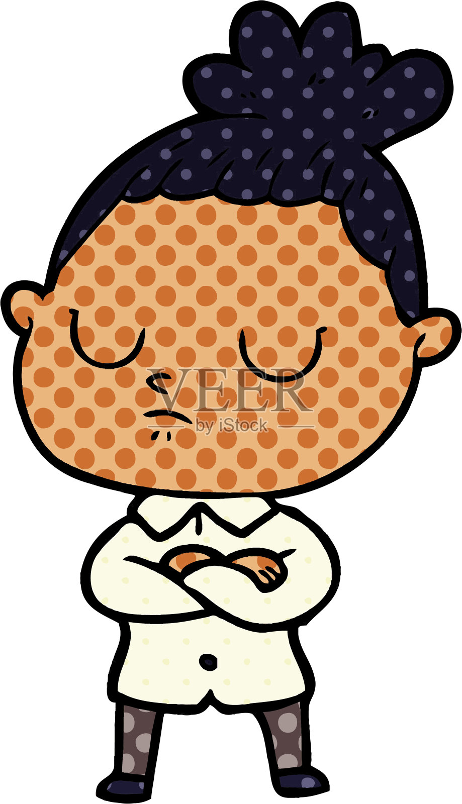 卡通冷静女人插画图片素材