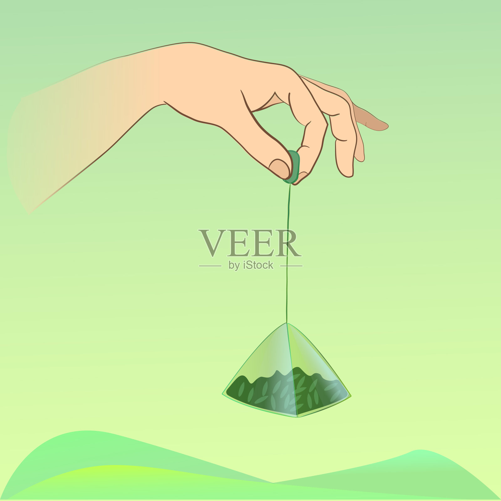 绿茶包在手。矢量图插画图片素材