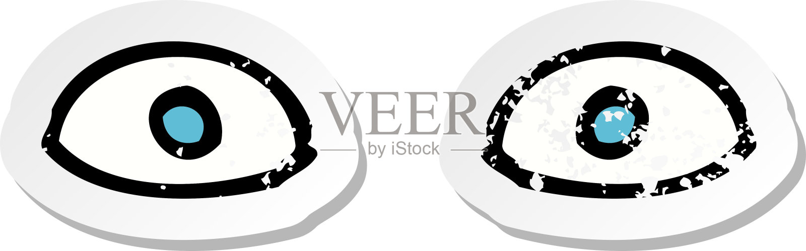 复古心疼贴纸的卡通凝视的眼睛插画图片素材