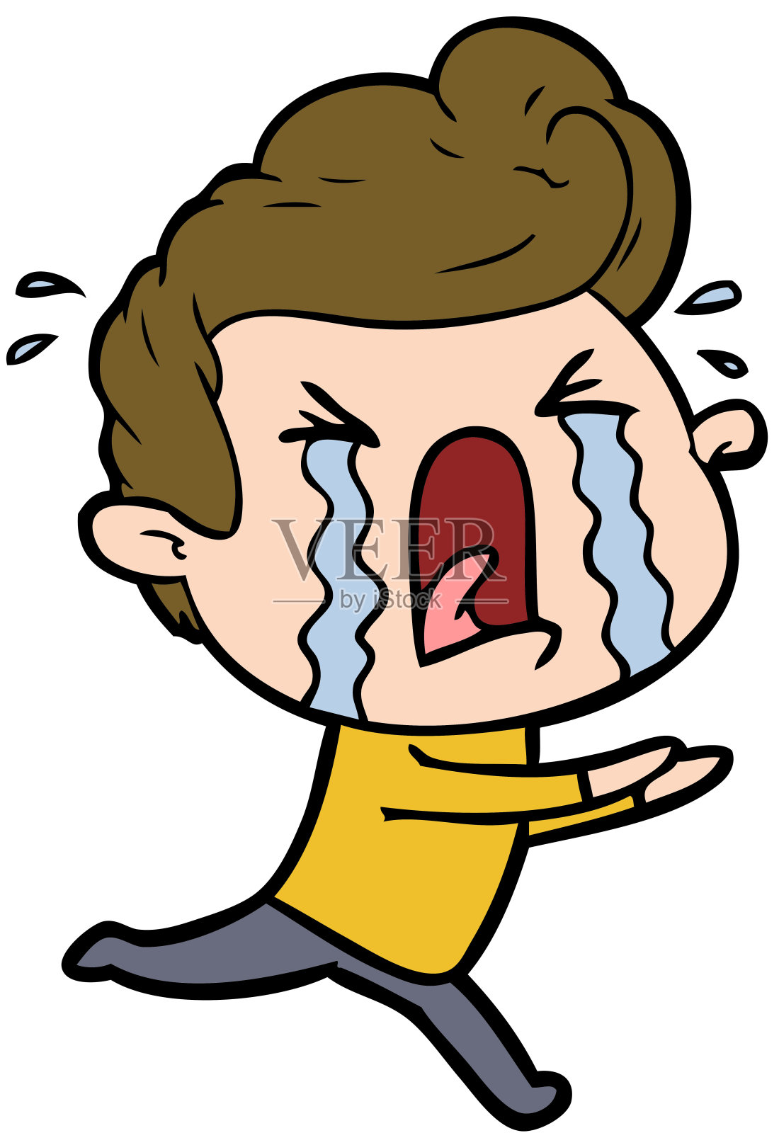 卡通哭泣男人插画图片素材