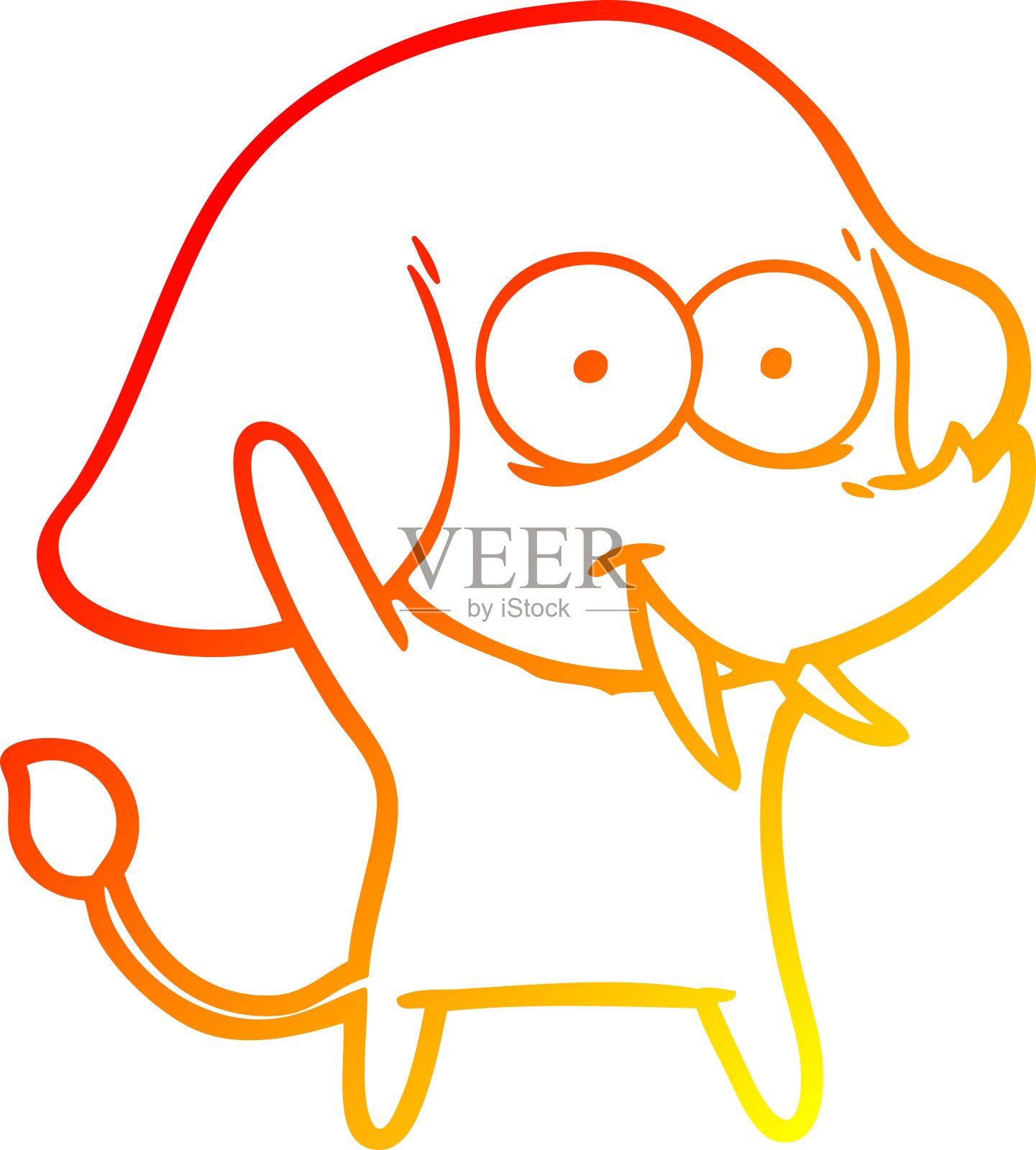 温暖的梯度线绘制一个快乐的卡通大象插画图片素材