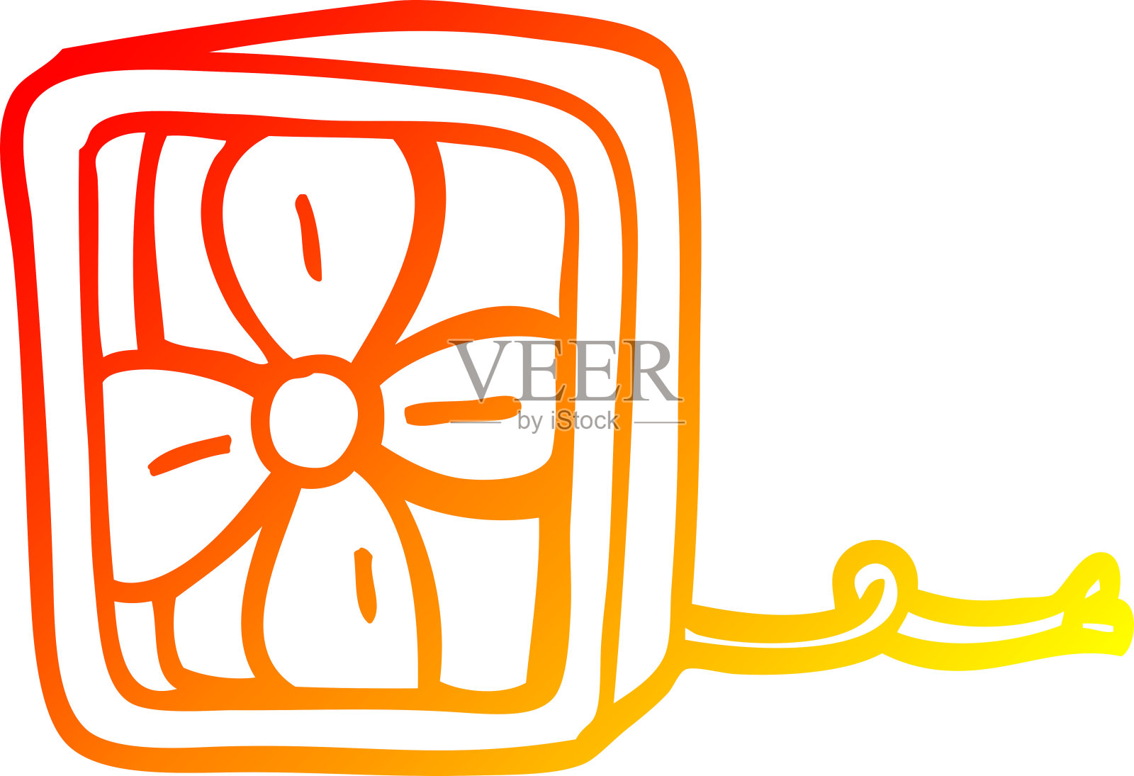 暖色调渐变线条的卡通电风扇插画图片素材